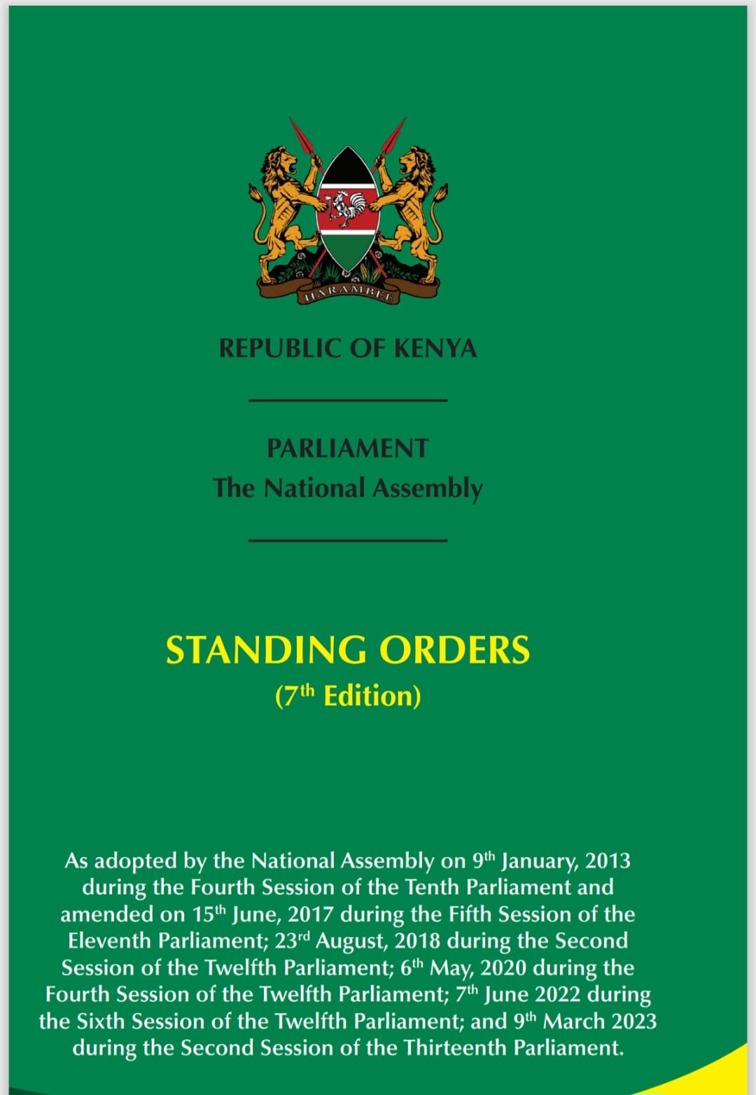 7TH EDITION OF THE STANDING ORDERS