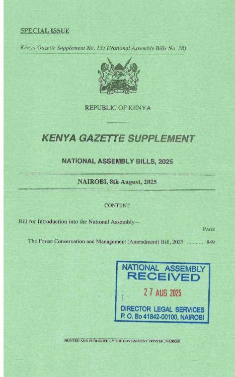 Forest Conservation and Management (Amendment) Bill (National Assembly Bill No. 38 of 2025)