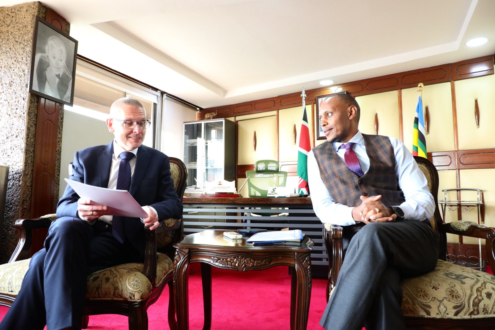 Hon. Nelson Koech a consultative meeting with H.E. Marcin Kubiak, the Ambassador of the Republic of Poland to Kenya