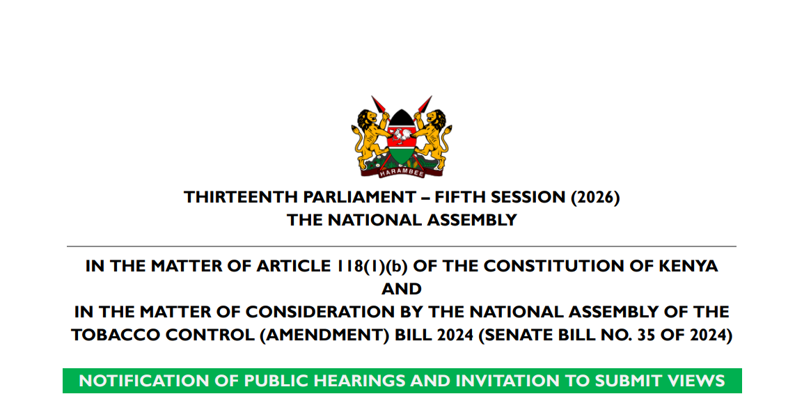 NOTIFICATION OF PUBLIC HEARINGS AND INVITATION TO SUBMIT VIEWS