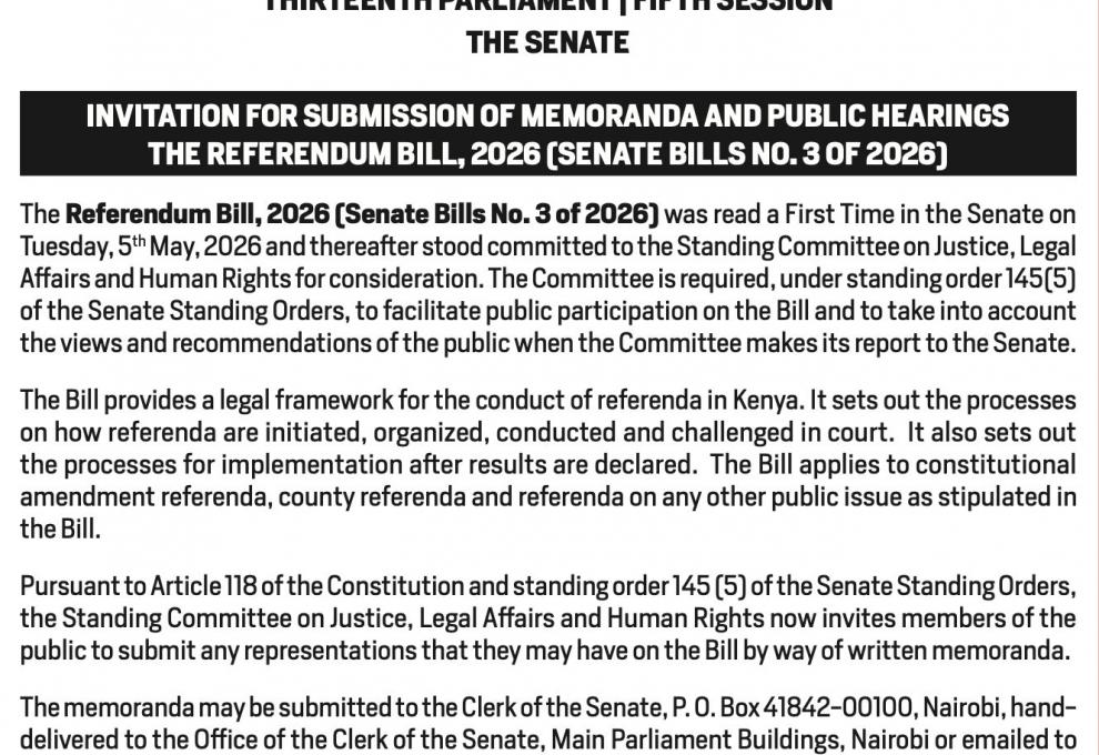 INVITATION FOR SUBMISSION OF MEMORANDA 
