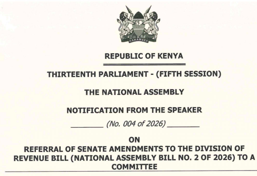 Notification No.04 of 2026 - Referral of Senate Amendments to the Division of Revenue Bill, 2026 to a Committee